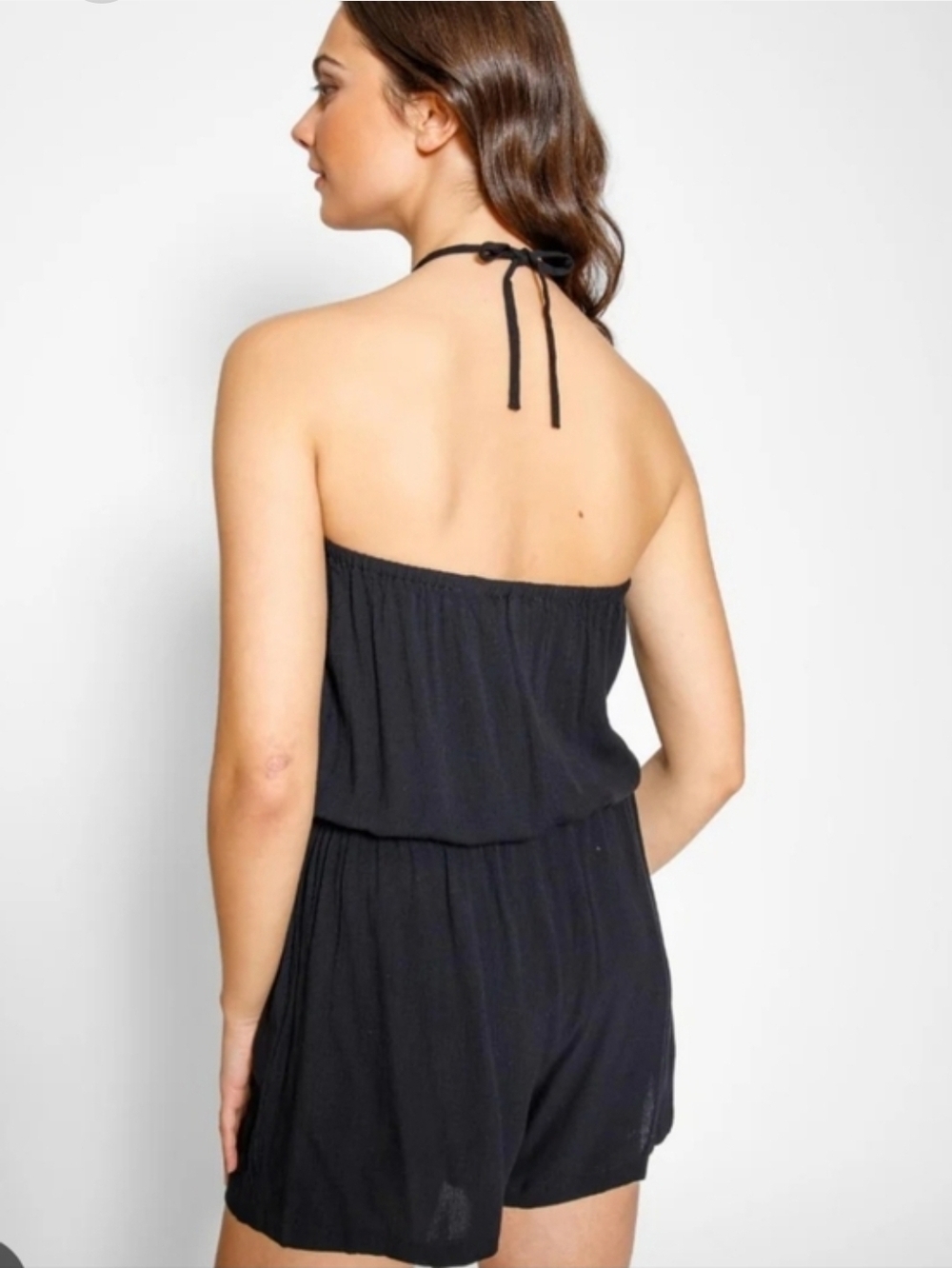 VENUS Black Strappy Halter Romper Size Small
